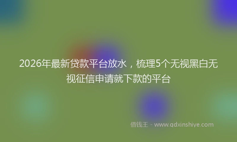 2026年最新贷款平台放水，梳理5个无视黑白无视征信申请就下款的平台