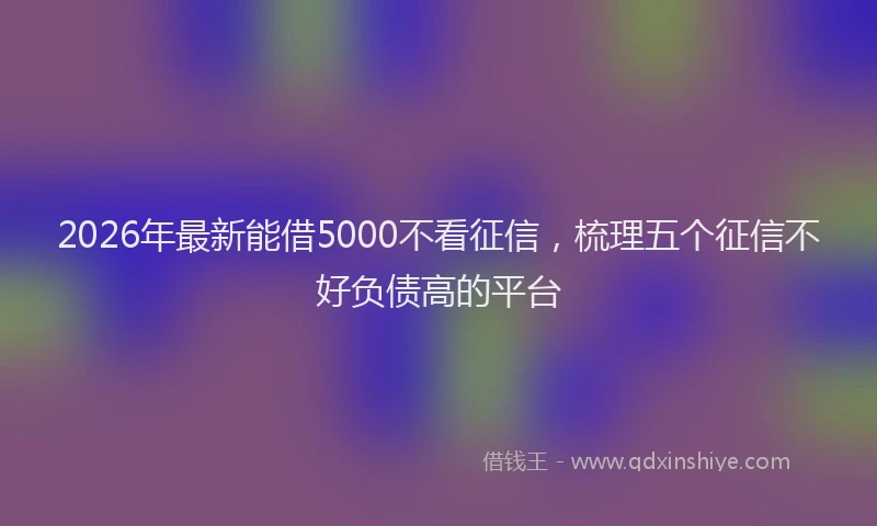 2026年最新能借5000不看征信，梳理五个征信不好负债高的平台