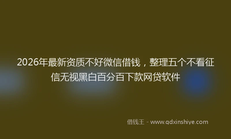 2026年最新资质不好微信借钱，整理五个不看征信无视黑白百分百下款网贷软件