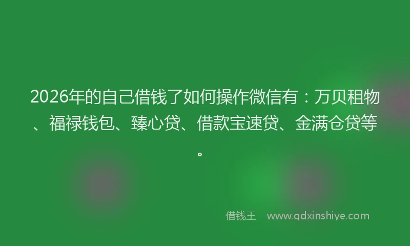 2026年的自己借钱了如何操作微信有：万贝租物、福禄钱包、臻心贷、借款宝速贷、金满仓贷等。