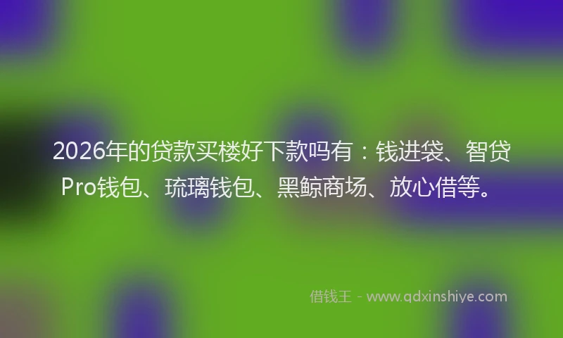 2026年的贷款买楼好下款吗有：钱进袋、智贷Pro钱包、琉璃钱包、黑鲸商场、放心借等。