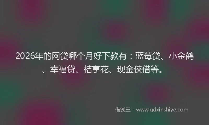 2026年的网贷哪个月好下款有：蓝莓贷、小金鹤、幸福贷、桔享花、现金侠借等。