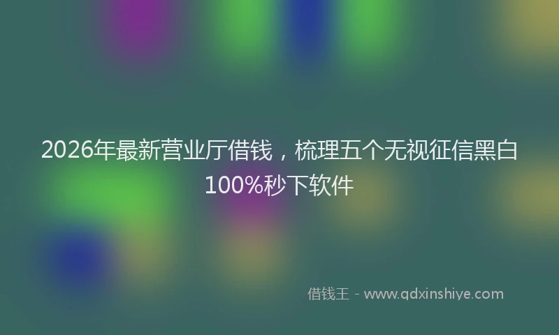 2026年最新营业厅借钱，梳理五个无视征信黑白100%秒下软件