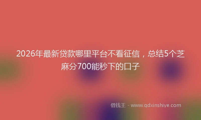 2026年最新贷款哪里平台不看征信，总结5个芝麻分700能秒下的口子