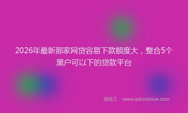 2026年最新那家网贷容易下款额度大，整合5个黑户可以下的贷款平台