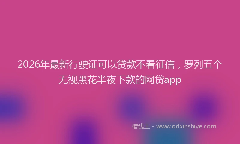 2026年最新行驶证可以贷款不看征信，罗列五个无视黑花半夜下款的网贷app