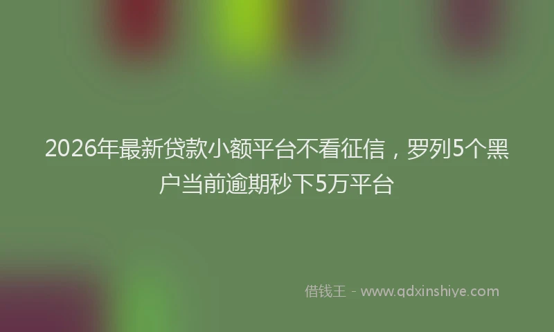 2026年最新贷款小额平台不看征信，罗列5个黑户当前逾期秒下5万平台