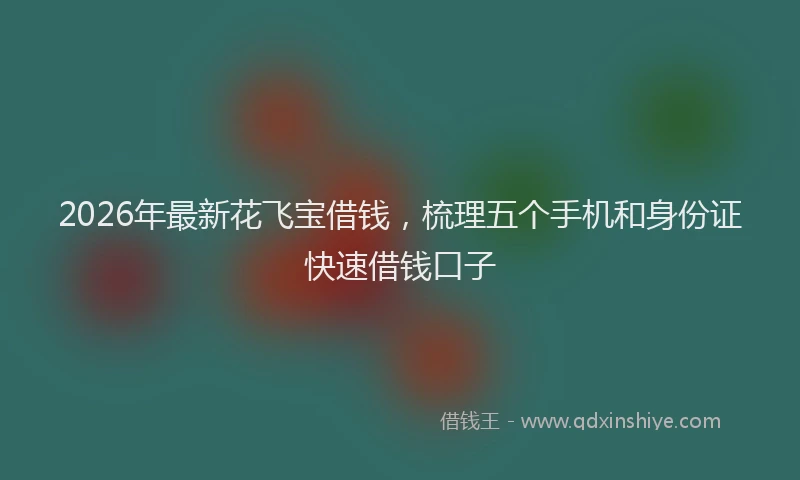 2026年最新花飞宝借钱，梳理五个手机和身份证快速借钱口子