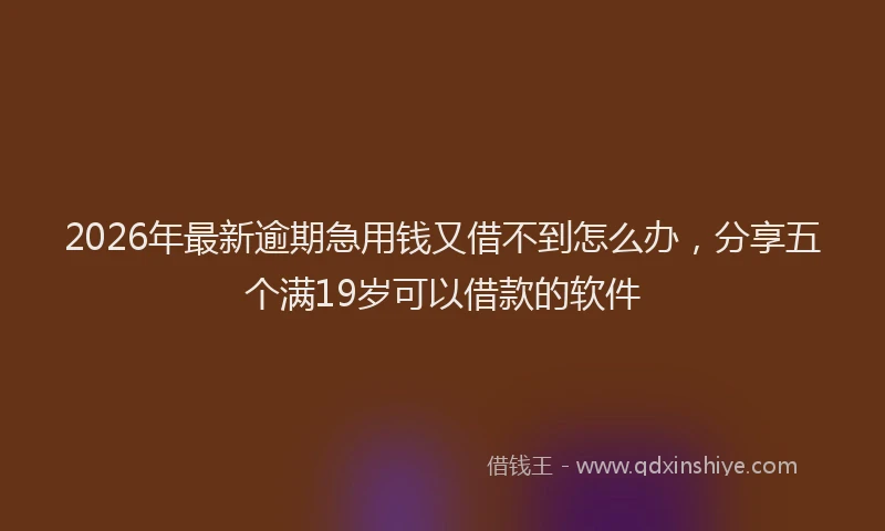 2026年最新逾期急用钱又借不到怎么办，分享五个满19岁可以借款的软件