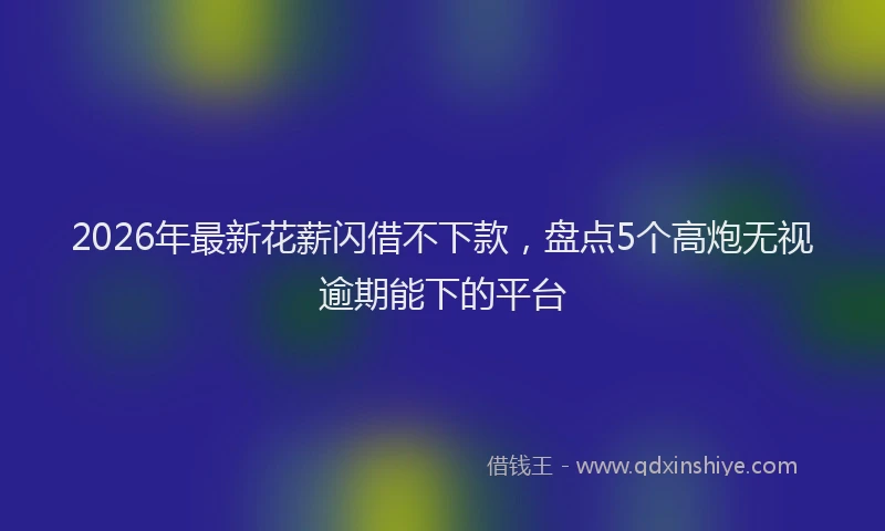 2026年最新花薪闪借不下款，盘点5个高炮无视逾期能下的平台