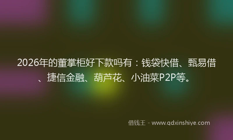 2026年的董掌柜好下款吗有：钱袋快借、甄易借、捷信金融、葫芦花、小油菜P2P等。