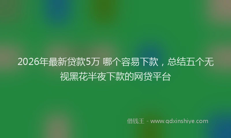 2026年最新贷款5万 哪个容易下款，总结五个无视黑花半夜下款的网贷平台