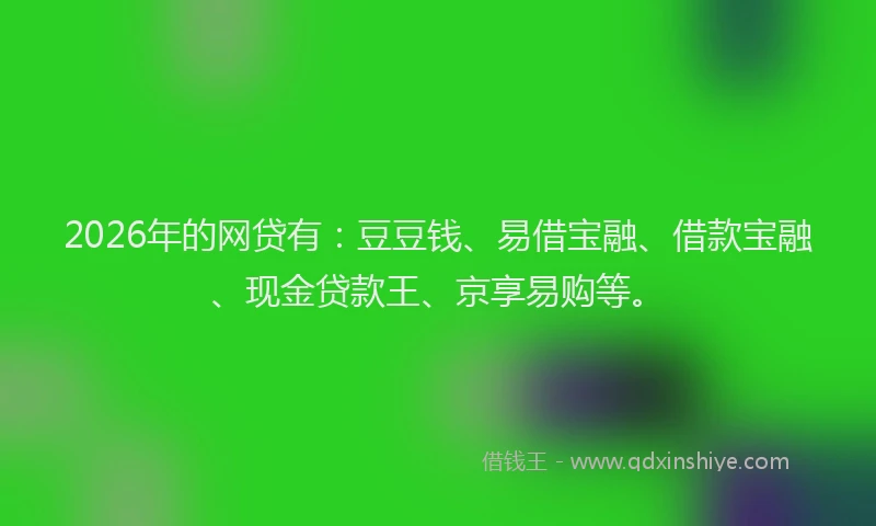 2026年的网贷有：豆豆钱、易借宝融、借款宝融、现金贷款王、京享易购等。