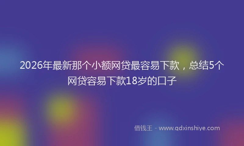 2026年最新那个小额网贷最容易下款，总结5个网贷容易下款18岁的口子