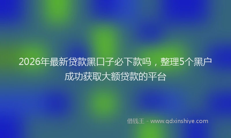 2026年最新贷款黑口子必下款吗，整理5个黑户成功获取大额贷款的平台