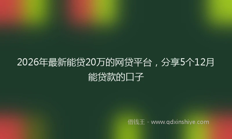 2026年最新能贷20万的网贷平台，分享5个12月能贷款的口子