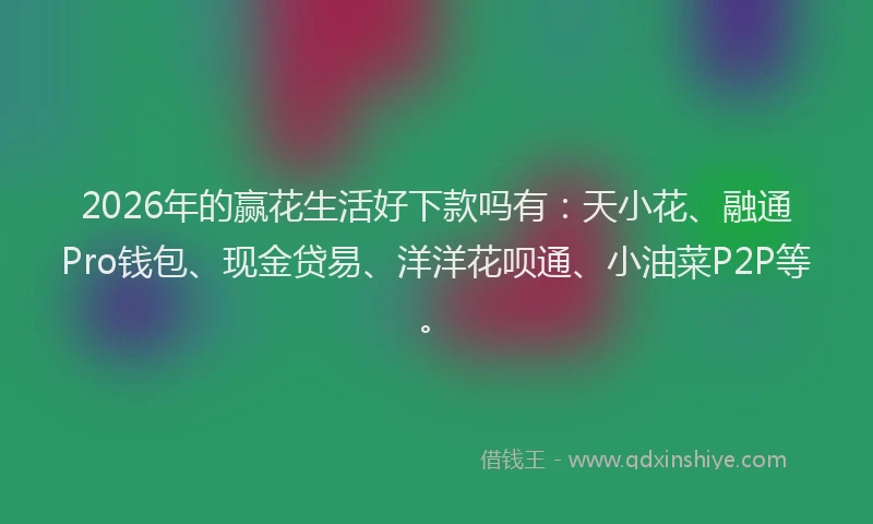 2026年的赢花生活好下款吗有：天小花、融通Pro钱包、现金贷易、洋洋花呗通、小油菜P2P等。