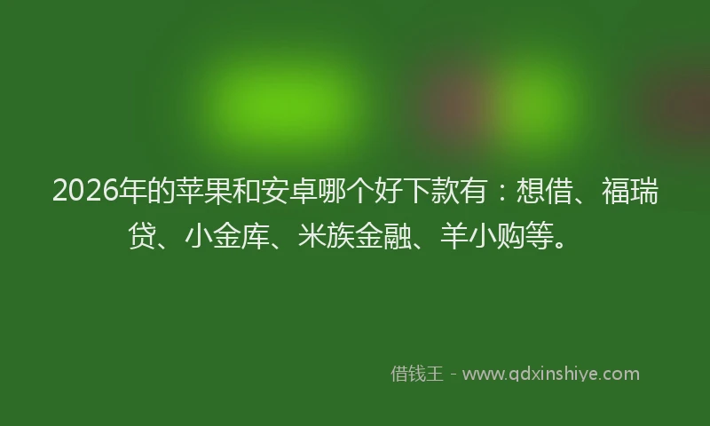 2026年的苹果和安卓哪个好下款有：想借、福瑞贷、小金库、米族金融、羊小购等。