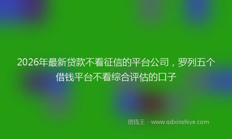 2026年最新贷款不看征信的平台公司，罗列五个借钱平台不看综合评估的口子