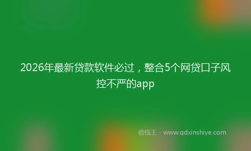 2026年最新贷款软件必过，整合5个网贷口子风控不严的app