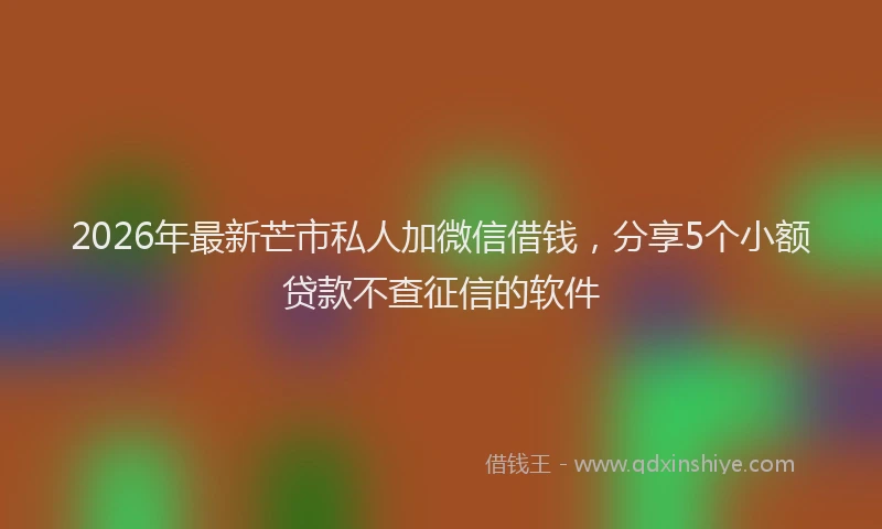 2026年最新芒市私人加微信借钱，分享5个小额贷款不查征信的软件
