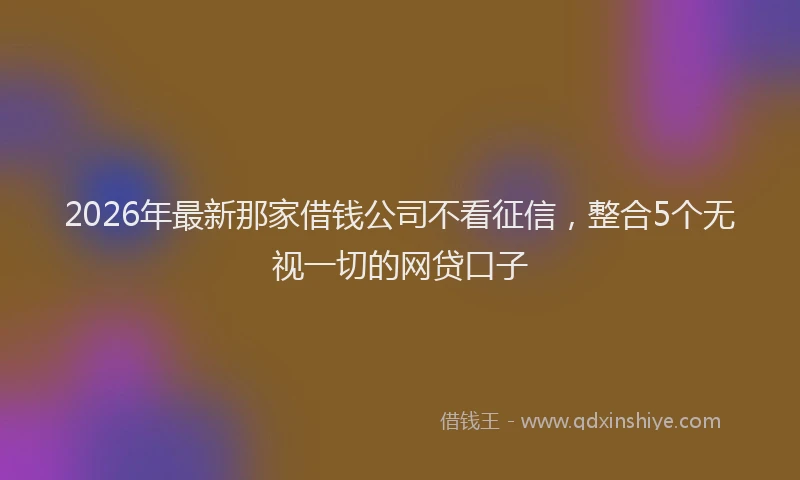 2026年最新那家借钱公司不看征信，整合5个无视一切的网贷口子