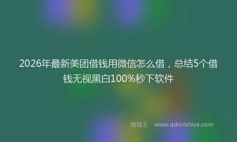 2026年最新美团借钱用微信怎么借，总结5个借钱无视黑白100%秒下软件