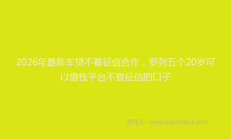 2026年最新车贷不看征信合作，罗列五个20岁可以借钱平台不查征信的口子