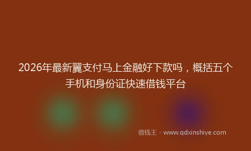 2026年最新翼支付马上金融好下款吗，概括五个手机和身份证快速借钱平台