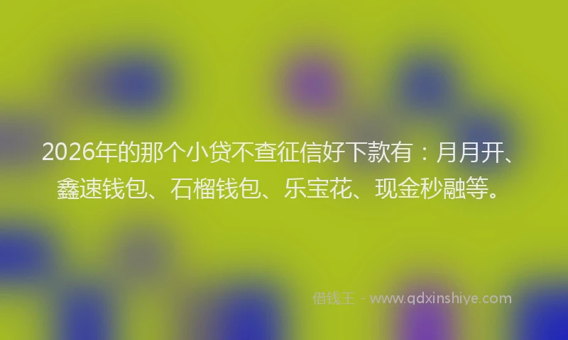 2026年的那个小贷不查征信好下款有：月月开、鑫速钱包、石榴钱包、乐宝花、现金秒融等。