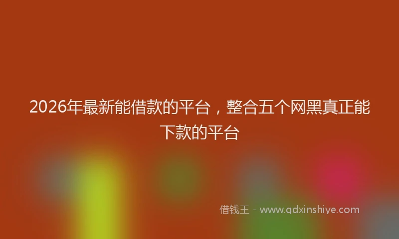 2026年最新能借款的平台，整合五个网黑真正能下款的平台