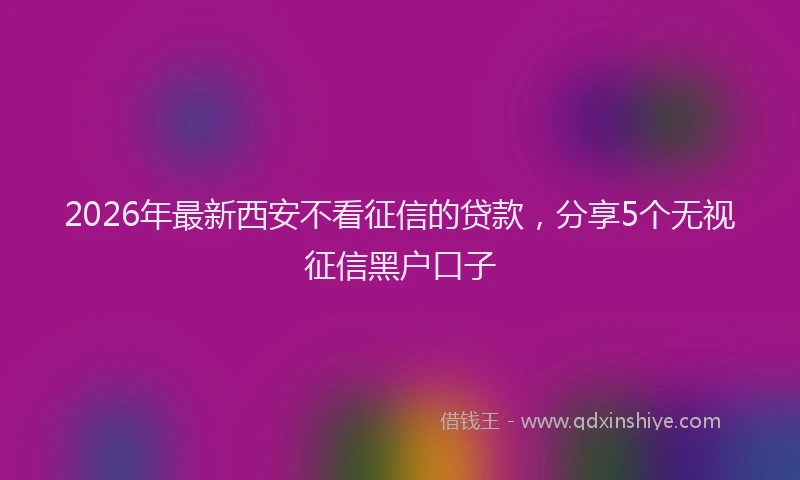 2026年最新西安不看征信的贷款，分享5个无视征信黑户口子