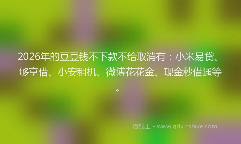 2026年的豆豆钱不下款不给取消有：小米易贷、够享借、小安租机、微博花花金、现金秒借通等。