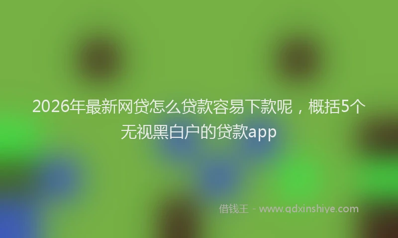 2026年最新网贷怎么贷款容易下款呢，概括5个无视黑白户的贷款app