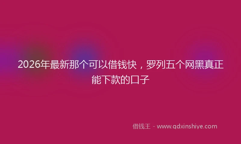 2026年最新那个可以借钱快，罗列五个网黑真正能下款的口子