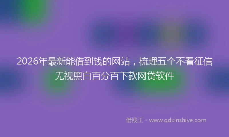 2026年最新能借到钱的网站，梳理五个不看征信无视黑白百分百下款网贷软件