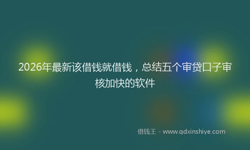 2026年最新该借钱就借钱，总结五个审贷口子审核加快的软件