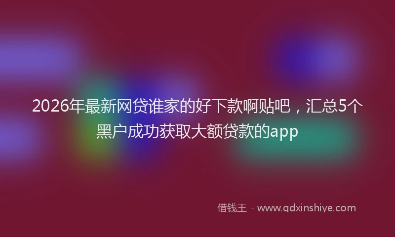 2026年最新网贷谁家的好下款啊贴吧，汇总5个黑户成功获取大额贷款的app