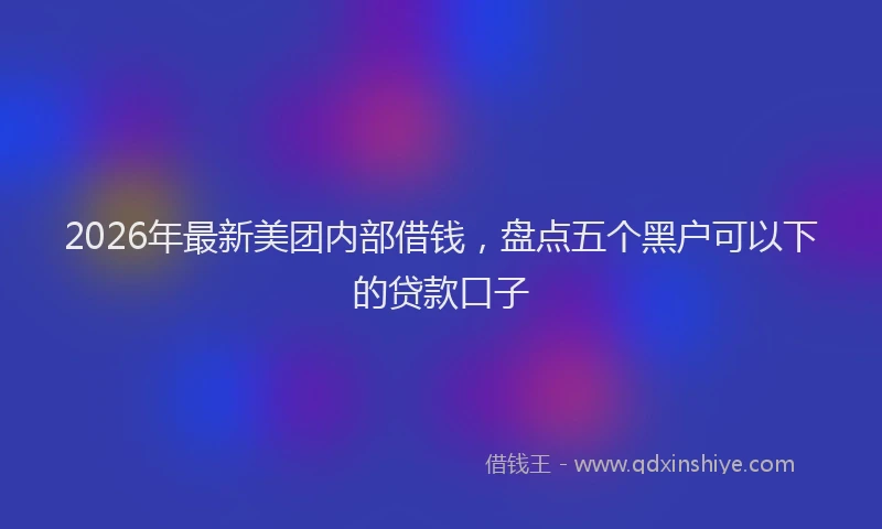 2026年最新美团内部借钱，盘点五个黑户可以下的贷款口子