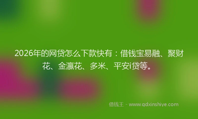 2026年的网贷怎么下款快有：借钱宝易融、聚财花、金瀛花、多米、平安i贷等。