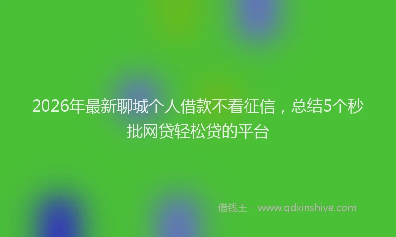 2026年最新聊城个人借款不看征信，总结5个秒批网贷轻松贷的平台