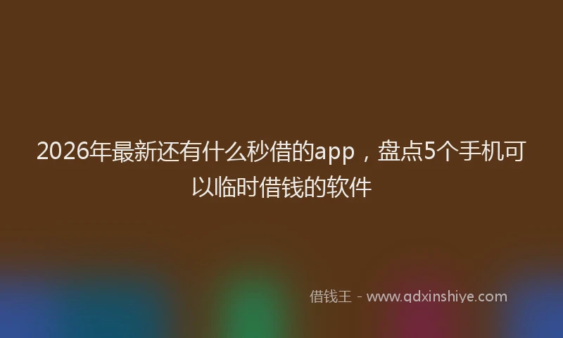 2026年最新还有什么秒借的app，盘点5个手机可以临时借钱的软件