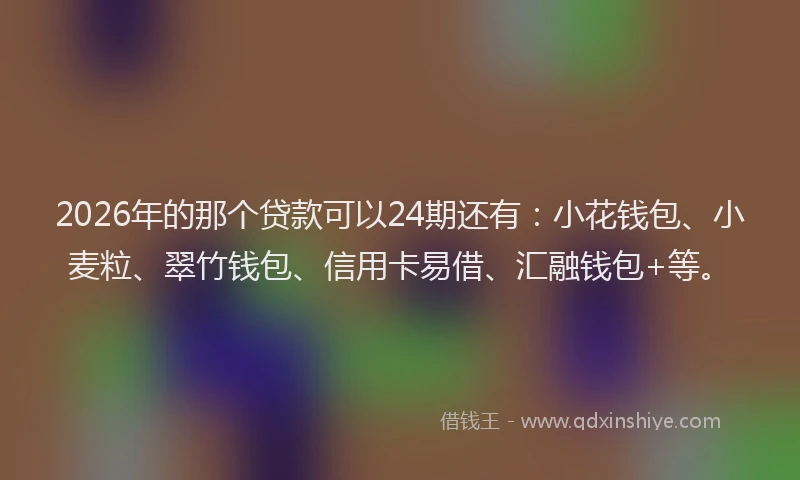 2026年的那个贷款可以24期还有：小花钱包、小麦粒、翠竹钱包、信用卡易借、汇融钱包+等。