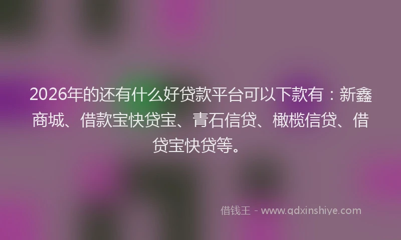 2026年的还有什么好贷款平台可以下款有：新鑫商城、借款宝快贷宝、青石信贷、橄榄信贷、借贷宝快贷等。