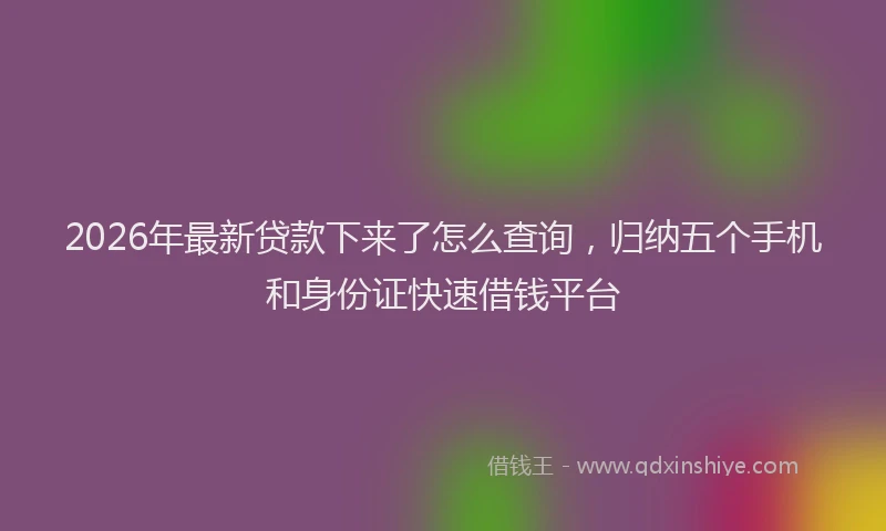 2026年最新贷款下来了怎么查询，归纳五个手机和身份证快速借钱平台