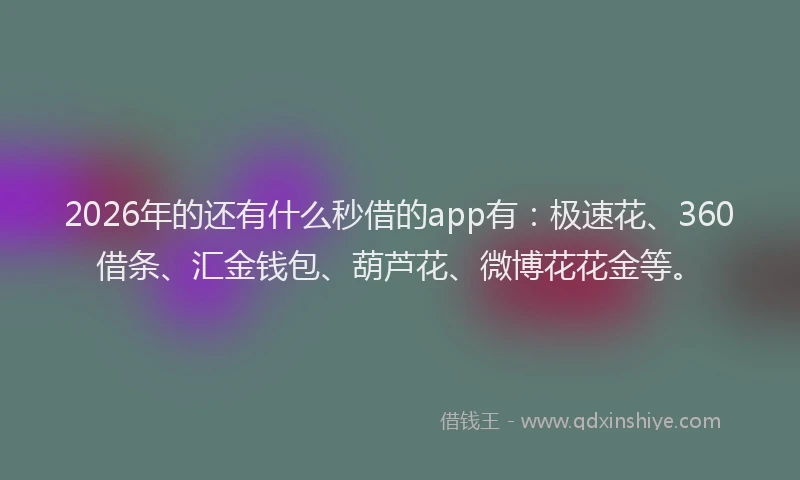 2026年的还有什么秒借的app有：极速花、360借条、汇金钱包、葫芦花、微博花花金等。