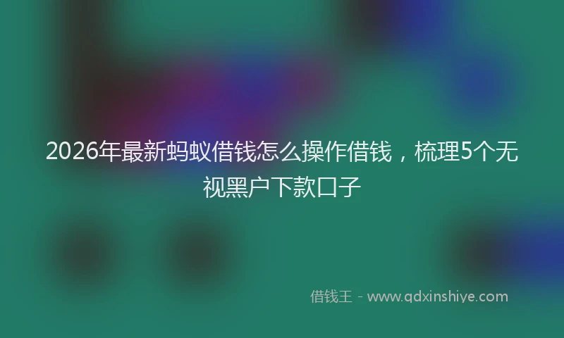 2026年最新蚂蚁借钱怎么操作借钱，梳理5个无视黑户下款口子