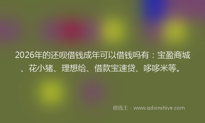 2026年的还呗借钱成年可以借钱吗有：宝盈商城、花小猪、理想给、借款宝速贷、哆哆米等。
