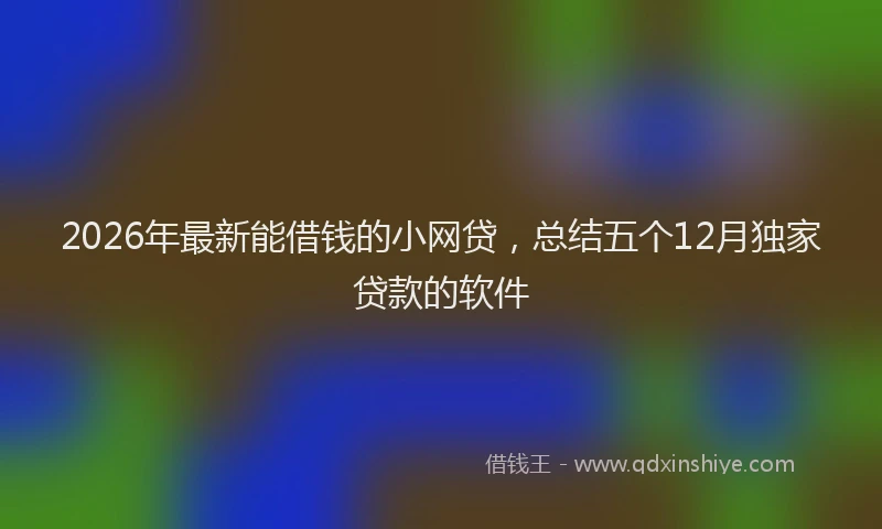 2026年最新能借钱的小网贷，总结五个12月独家贷款的软件