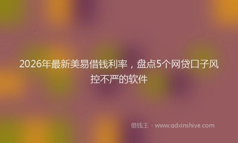 2026年最新美易借钱利率，盘点5个网贷口子风控不严的软件